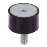 MAE-MGP-MGA-VZ - Rubber-Metal Buffers MGA with Internal Thread and Threaded Stud, Natural rubber / Steel, zinc-plated