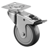 MAE-AP-LR-FST-PL-LA - 器械脚轮，带制动器和穿孔板的旋转脚轮，橡胶绷带 TPE，轻型设计