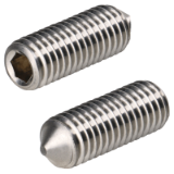 ISO 4027-GE-STIFT-IS+SPITZE-A2 - Hexagon Socket Set Screws ISO 4027 (ex DIN 914) with Cone Point, Stainless