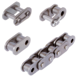Cadenas de rodillos simples similares a DIN ISO 606 (ex DIN 8187), con placas de eslabones rectos, acero inoxidable
